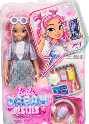 Barbie Dream Besties Daisy Jean Doll and Accessories | Fashion Doll with Removable Fashions & 9 DJ Themed Accessories, Ages 3+