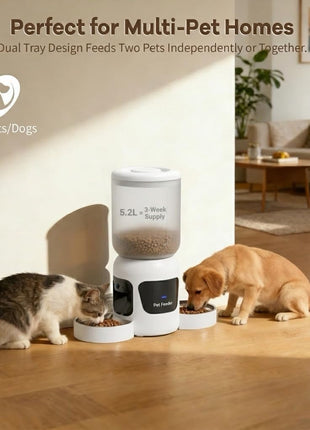 Automatic Cat Feeder with Camera, 5.2L Smart Food Dispenser for Cat & Dog | 1080P HD Video with Night Vision, 2.4G/5G WiFi Pet Feeder, 2-Way Audio & Meal Call Pet Food Dispenser, Motion Capturing