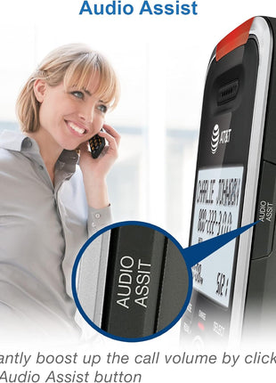 AT&T BL102-2 DECT 6.0 2-Handset Cordless Phone for Home with Answering Machine, Call Blocking, Caller ID Announcer, Audio Assist, Intercom, and Unsurpassed Range, Silver/Black