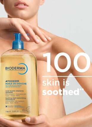 Bioderma Atoderm Shower Oil, Cleansing Oil For Face & Body, Nourishing Cleansing Oil For Dry to Atopic Sensitive Skin For Softer & Smooth Skin For Your Whole Family