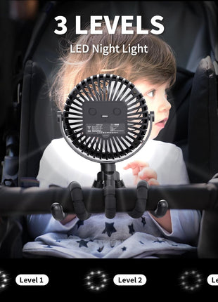 AMACOOL Battery Operated Stroller Fan, Portable Clip On Fan Rechargeable | Baby Travel Essentials for Beach Disney, Newborn Boy & Girl Gifts Registry Search, Cooling for Car Seat Wagon Crib Treadmill