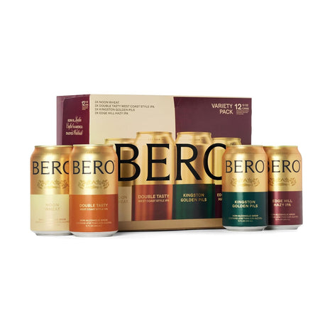 BERO Variety Pack Non-Alcoholic Beer, Non-Alcoholic Craft Ale, Hoppy IPA Style Craft Brew, NA Beer by Tom Holland, Refreshing Alcohol Alternative Beverages for Any Occasion - Pack of 12