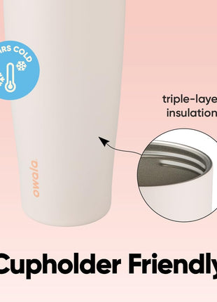 Owala FreeSip Tumbler - Stainless Steel-40-oz.-Orange/Tan(Sparkling Sherbet)