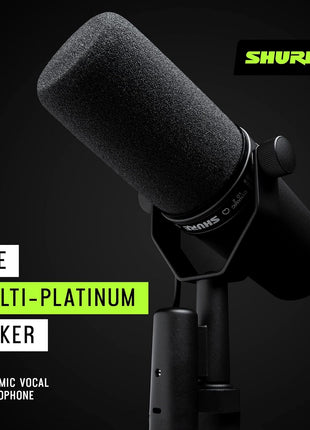 Shure SM7B Microphone   Vocal Dynamic Studio Mic for Broadcast, Podcast, Recording, Gaming & Streaming, xLR, Rugged Construction, Detachable Windscreen, Smooth Sound, Warm Vocals, Wide Range Frequency