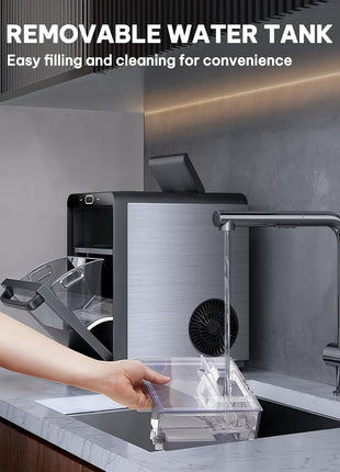 Silonn Nugget Ice Maker Countertop, Crushed Ice Maker & Pebble Ice Machine Produces 44lbs/24h with Front Pull-Out Water Tank & Removable Basket for Home/Kitchen, Stainless Steel