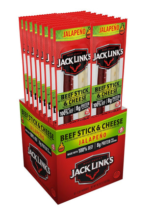 Jack Link's Jalapeno Beef & Cheese Combo, Spicy Snack Pack, Made with 100% Beef and Real Wisconsin Cheese, 8g protein, Individually Wrapped Snacks - 1.2 Ounce (Pack of 16)