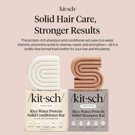 Kitsch Rice Water Solid Shampoo and Conditioner Set for Hair Growth ・2 pcs
