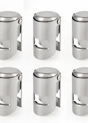 I MART Pack of 6 Stainless Steel Champagne Stoppers, Prosecco, Sparkling Wine Bottle Stopper, Cork