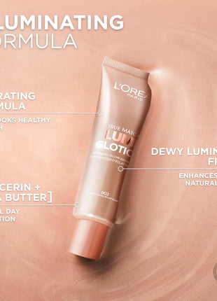 L'Oreal Paris Makeup True Match Lumi Glotion, Natural Glow Enhancer, Illuminator Highlighter, Bronzing Drops For a Sun-Kissed Glow For Face and Body, 902 Light, 1.35 fl oz