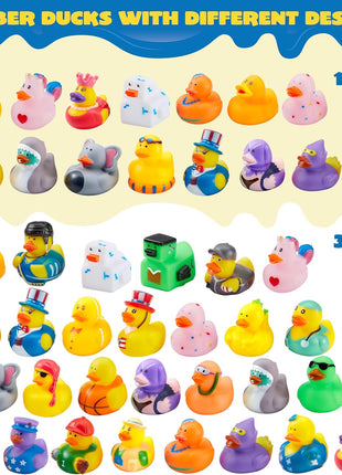 JOYIN 30 Pcs Rubber Ducks, Random Assortment Ducks Bulk with Mesh Carry Bag, Mini Rubber Duckies for Baby Bath Toys, Kids Toddler Summer Pool Toys Birthday Gifts Party Favors