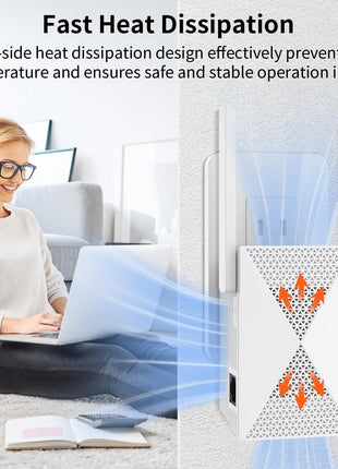 JoyLantern WiFi Extender with ethernet Port and Access Point, Covers up to 9999 sq.ft, Supports 60+ Devices, Features Easy Setup for Extended Range.