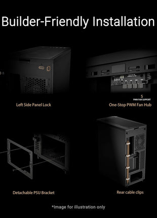 ASUS ProArt PA401 Wood Edition ATX PC Case Tempered Glass, Certified Wooden Front Panel, Prebuild Dual 160mm Fans, Power Button Lock, USB-C 20Gbps, Detachable PSU Bracket, 2 Year Warranty