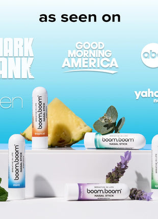 BoomBoom Nasal Stick | Vapor Flow Technology | Cool Refreshing Sensation | Natural Mood Boost | Simple Ingredients | Essential Oils + Menthol Inhaler (Mint, Wintermint, Tropical, Spearmint)