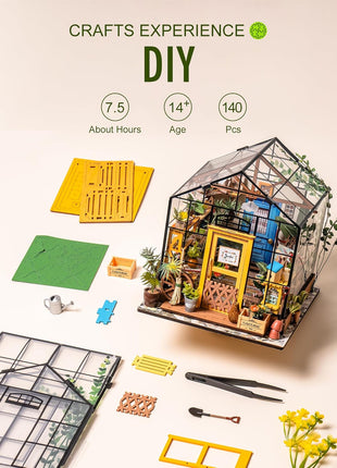 Rolife DIY Miniature Greenhouse Kits for Adults - Cathy's Flower House | Beginner-Friendly Diorama Kits Mayberry Street Tiny House For Adults, Birthday/Christmas Decor Crafts Gifts For Plant Lovers