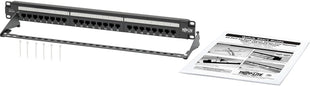 Eaton Tripp Lite Cat6 24-Port PoE+ Patch Panel, RJ45 Ethernet, 1U Rackmount, EIA/TIA 568A/B Wiring Standards for 110 & Krone Terminations, (N252-P24), Black