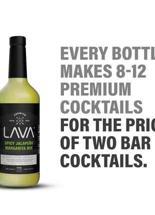 LAVA Premium Spicy Jalapeño Margarita Mix by LAVA Craft Cocktail Co., Made with Real Jalapeños, Agave Nectar, Key Limes, Lots of Flavor and Ready to Use, 1-Liter Glass Bottle