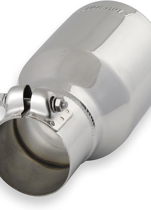Flowmaster 15365 Exhaust Tip - 4.00 in. Rolled Angle Polished SS fits 2.50 in. Tubing - Clamp On