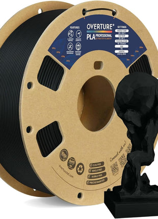 OVERTURE PLA Plus (PLA+) Filament 1.75mm, Stronger & More Durable, Professional Toughness 3D Printer Filament 1kg (2.2lbs), High Precision +/- 0.02mm, Tangle-Free (Black)