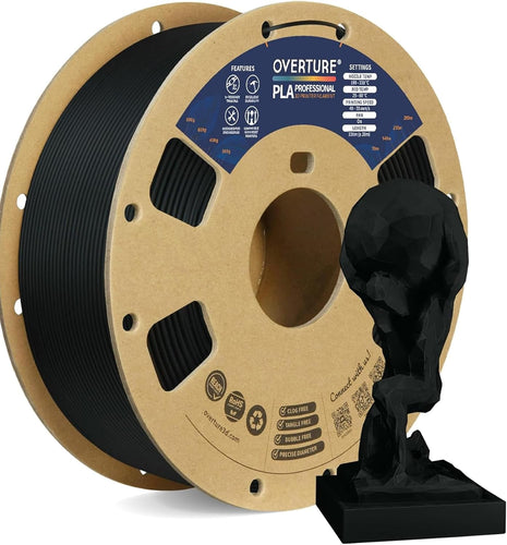 OVERTURE PLA Plus (PLA+) Filament 1.75mm, Stronger & More Durable, Professional Toughness 3D Printer Filament 1kg (2.2lbs), High Precision +/- 0.02mm, Tangle-Free (Black)