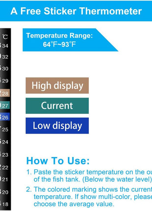 Mini Aquarium Heater 25W Small Fish Tank Heater 25 Watt with Free Thermometer Sticker