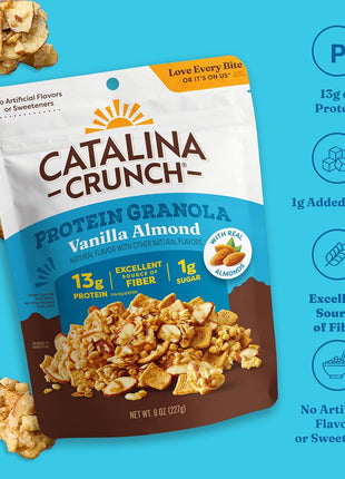 Catalina Crunch Protein Granola - Low Sugar Breakfast Cereal with 13g of Protein - Gluten Free, Keto Friendly - Vanilla Almond - 8 oz. Bag (Pack of 1)