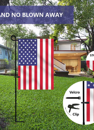 YEAHOME Garden Flag Holder Stand, Premium Yard Flag Holder Weather-Proof Metal Powder-Coated Flagpole with Clip and Stopper for Christmas Garden Flag, Outdoor Garden Decor Decoration