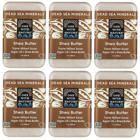 One With Nature Shea Butter Dead Sea Mineral Soap, 7 Ounce Bars (Pack of 6)