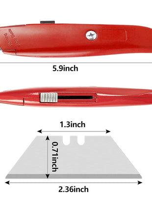 DIYSELF 2Pack Utility Knife Box Cutter Retractable Razor Blade Heavy Duty Box Cutters Knife PVC Pipe Cutter (Red)
