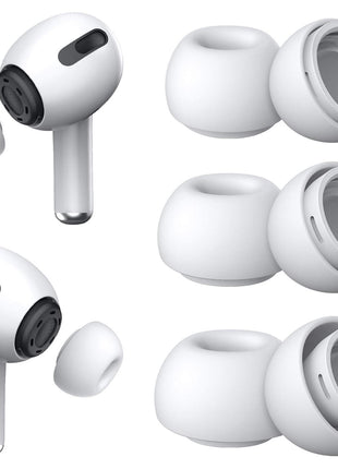 3 Pairs Replacement Ear Tips for AirPods Pro 2nd & 1st(S/M/L, White) | with Noise Reduction Hole, Silicone Ear Tips with Portable Storage Box, Fit in the Charging Case