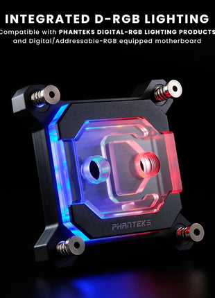Phanteks (PH-C370I_BK01) Glacier C370I CPU Water Block for Intel Sockets 1700/1200/115x, Support Intel 14th Gen Processor, Pure Copper Base, Digital-RGB Lighting, Black