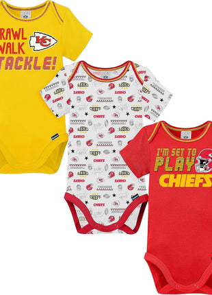 Gerber NFL Unisex-Baby NFL Team 3 Pack Short Sleeve Onesie Bodysuit