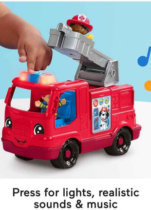 Fisher-Price Little People Fire Truck Toddler Toy | Push-Along Vehicle, Lights, Music & Sounds, 2 Figures, Preschool Kids Ages 1+ Years