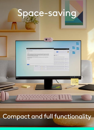 Logitech MK250 Compact Bluetooth Wireless Keyboard and Mouse Combo - Rose | Bluetooth connection only, compact keyboard with number pad, small ambidextrous M196 mouse with 3 non-customizable buttons