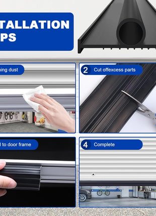 DGSL Garage Door Seals Bottom Rubber Weather Stripping Kit Seal Strip Replacement, Universal Weatherproof Threshold Buffering Sealing Rubber 5/16 Inch T Ends (16 Ft, Black)