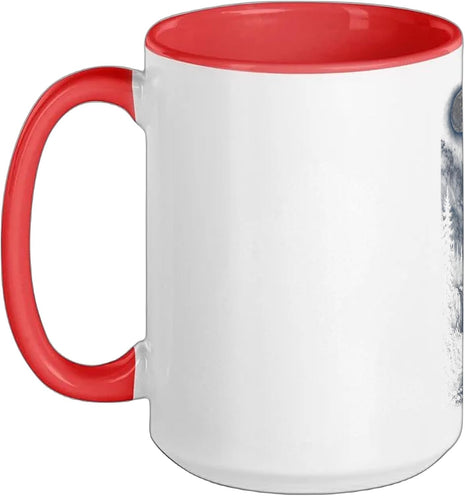 Warthog Howling at Moon 90's Retro Nature Forest Animal Ceramic Mug, Red/White, 15oz
