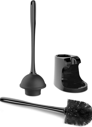 MR.SIGA Toilet Plunger and Bowl Brush Combo for Bathroom Cleaning, Black, 1 Set