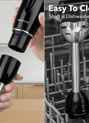 OVENTE Electric Corded Hand Blender, 300W with 2 Mixing Speeds Black HS560B | Handheld Immersion Stick Mixer with Stainless Steel Blades for Smoothies, Purees & Baby Food