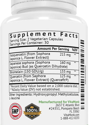VitaMonk Quercetin & Resveratrol with Pterostilbene - Immune, Antioxidant & Healthy Aging Support - Quercetin 500mg, Bromelain, Trans-Resveratrol