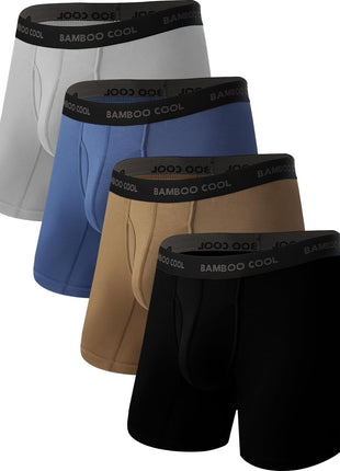 BAMBOO COOL Men's Ultra Breathable Underwear,No Riding Up Boxer Briefs with ComfortFlexible Waistband,Multipack