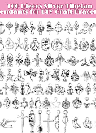 Highergo 469 Pcs Bangles Bracelet Making Kit Link Chain Bracelet Charms with OT Toggle Clasp DIY