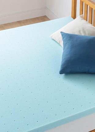 Best Price Mattress 2 inch Ventilated Gel Memory Foam Topper   Full, Dorm Essentials, Blue