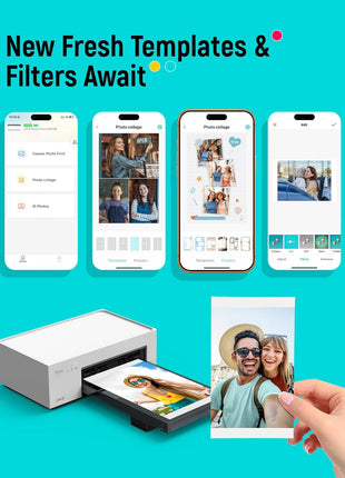 Liene M100 4x6'' Photo Printer, Phone Printer 100 Sheets & 3 Cartridges, Full-Color Photo, Portable Instant Photo Printer for iPhone Android, Thermal Dye Sublimation, Wi-Fi Picture Printer 100 Papers