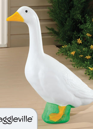 Fox Valley Traders Official Gaggleville 23 inch Large White Goose, Plastic Garden Décor, Vibrant and Clean Painted Goose Feet - Indoor or Outdoor Decorative Figurine for Garden, Patio, or Entryway Accent