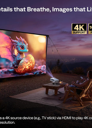 Aurzen EAZZE D1G 4K Supported Google TV Smart Projector with WiFi & Bluetooth, Auto Focus & Keystone, Dolby Audio, Zoom, Movie, Portable Mini Projector for Home & Outdoor Use