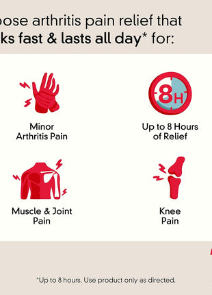 Tylenol 8 Hour Arthritis Pain Extended Fast, Strong Pain Relief Caplets, Acetaminophen 650 mg Each, Relieves Minor Arthritis and Joint Pain, Fever Reducer, Gentle on Stomach, 100 Count