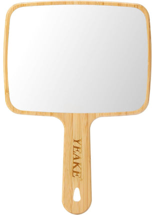YEAKE Hand Mirror,Natural Bamboo Handheld Mirror with Handle, Single-Sided Portable Travel Vanity Mirror for Men & Women,6.9" W x 9.9" L