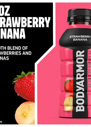 BODYARMOR Sports Drink Sports Beverage, Strawberry Banana, Coconut Water Hydration, Natural Flavors With Vitamins, Potassium Packed Electrolytes, Perfect For Athletes, 12 Fl Oz (Pack of 8)