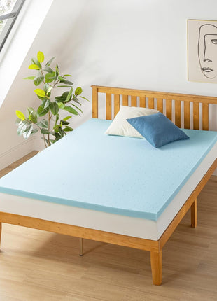 Best Price Mattress 2 inch Ventilated Gel Memory Foam Topper   Full, Dorm Essentials, Blue