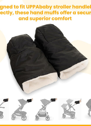 Winter Stroller Hand Muff Gloves, 2-Piece Set, Compatible with UPPAbaby Vista, Cruz, RumbleSeat, Ridge & Minu (V2 & V3), Waterproof, Ultra-Plush, Universal Fit