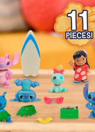 Disney Stitch Just Play Collectible Figure Set with Accessories | 11-pieces, 2-inch Figurines, Home Decoration, Kids Toys for Ages 3 Up, Collectible Toys